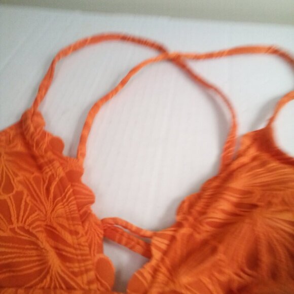 Cupshe Bikini Top Women XL Padded Cups Textured Scallop Trim Orange - Picture 6 of 13